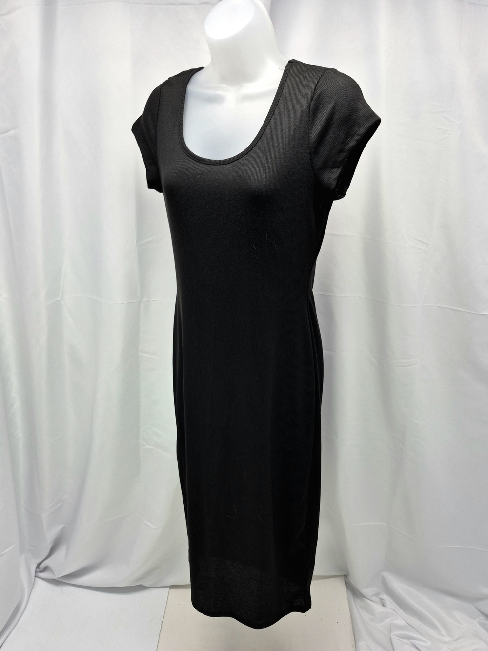 NWOT Coco and Shay Black Ribbed Scoop Neck Midi Maxi Dress Large Bodycon Chic
